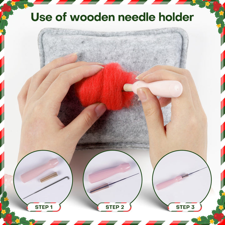 Christmas Shiba Inu and Piggy Needle Felting Kit. Wizardi DIY Wool Craft Kit F07N8-Z-12