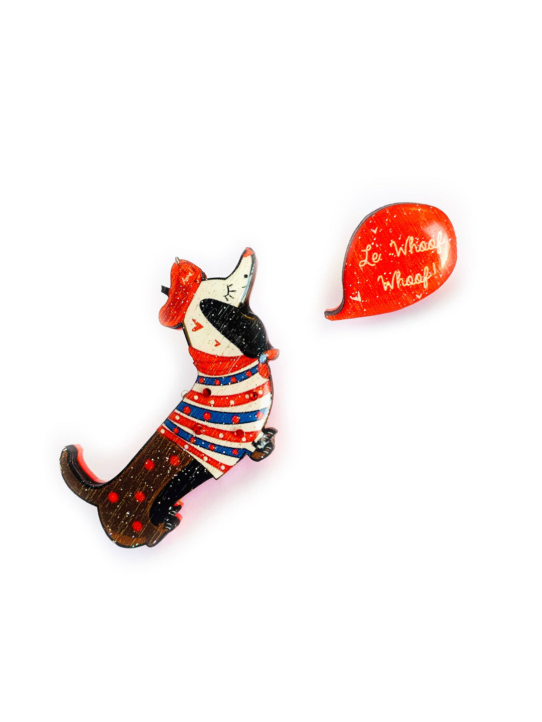 Bonjour Pierre French Dog Brooch by Rosie Rose Parker