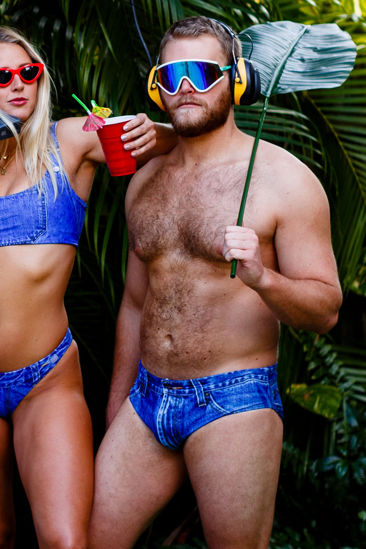 The Daytona Dong Sarong | Denim Print Swim Brief