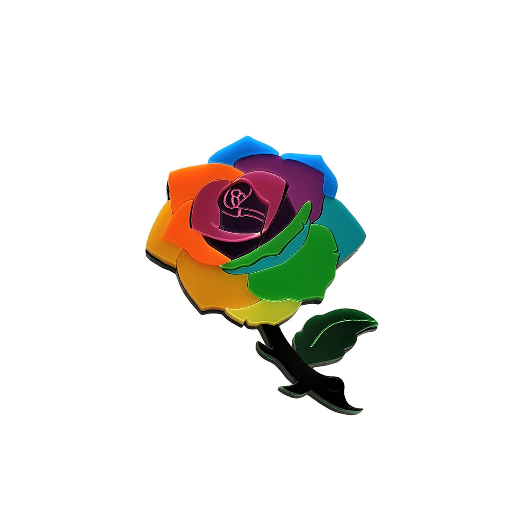 Rainbow Rose Brooch