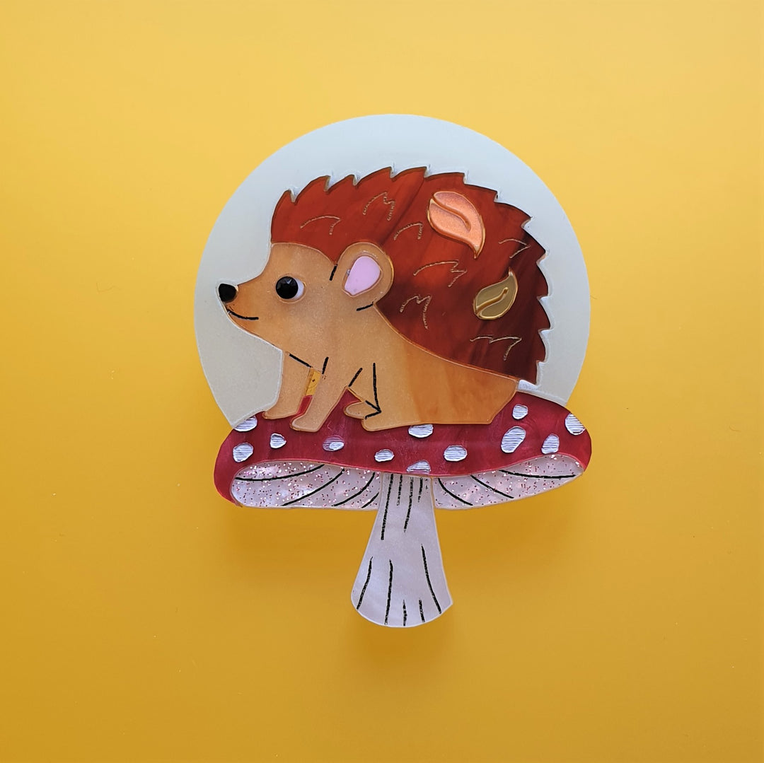 Moon Gazing Hedgehog Brooch