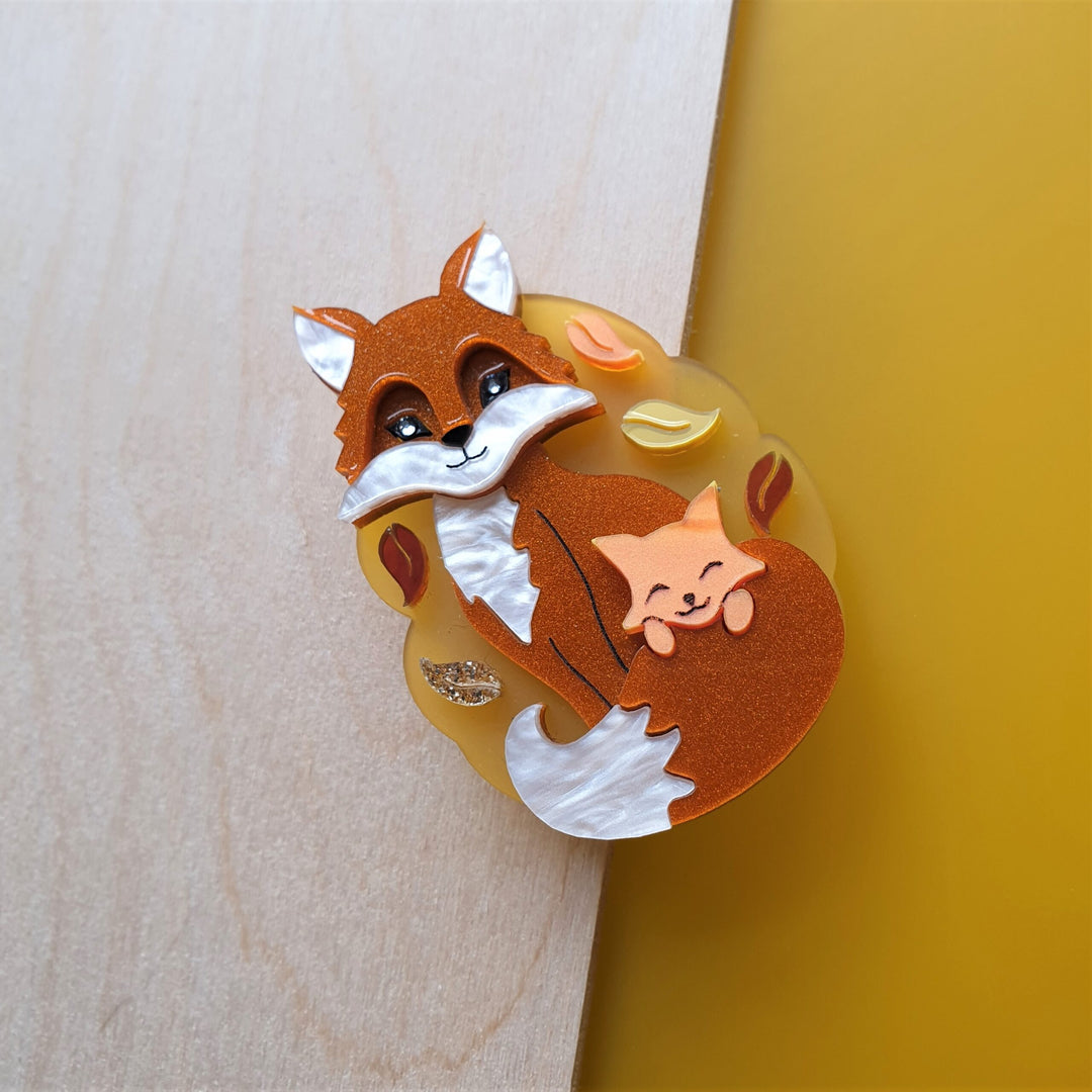 Fox and Cub Brooch