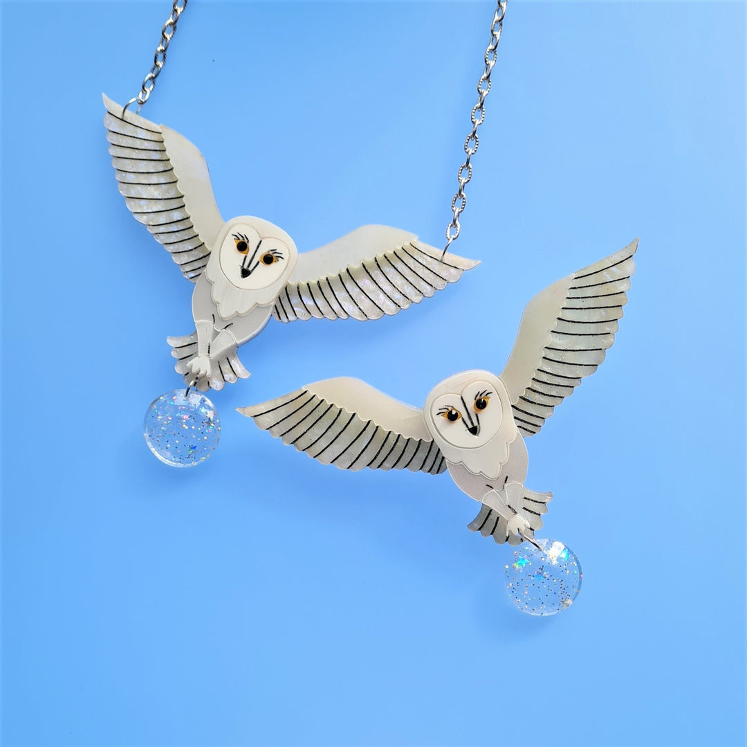 Jareth the White Barn Owl Brooch or Necklace