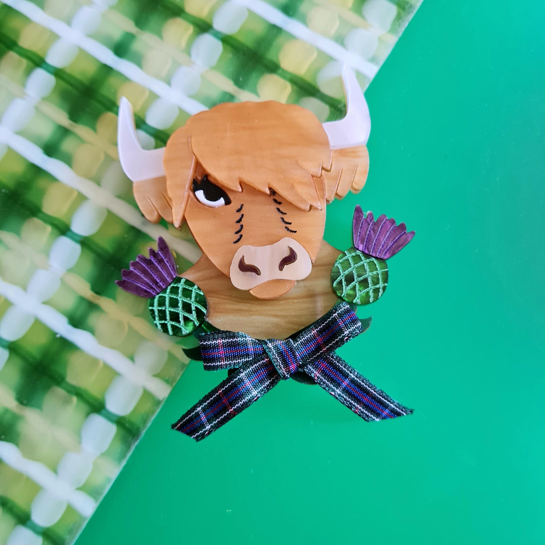 Bonnie the Highland Cow Brooch or Necklace
