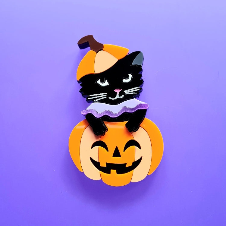 Pumpkin Kitty Brooch or Necklace