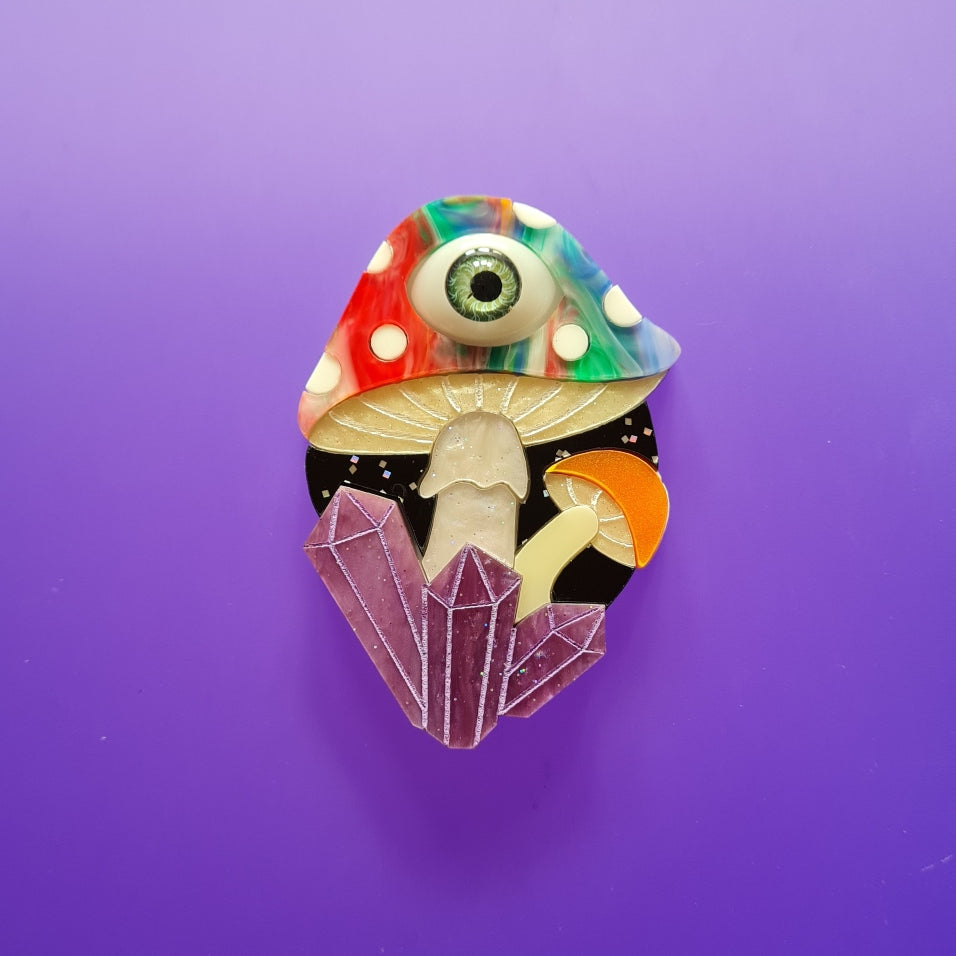 Magic Mushroom Brooch or Necklace – Multi