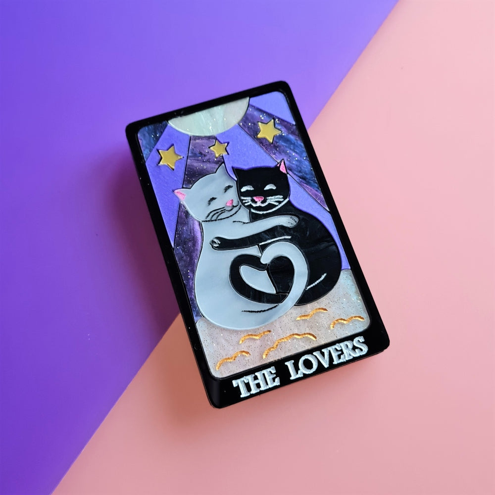 The Lovers Tarot Cat Brooch or Necklace