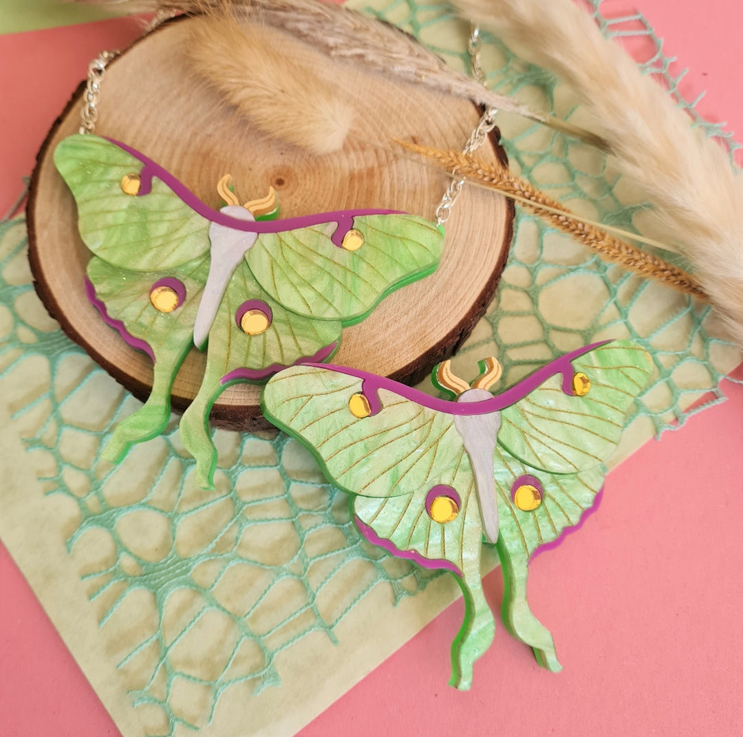 Luna Moth Statement Brooch or Necklace