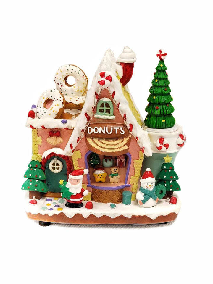 Gingerbread Donuts House Christmas Miniature. Christmas Village F07M4-21