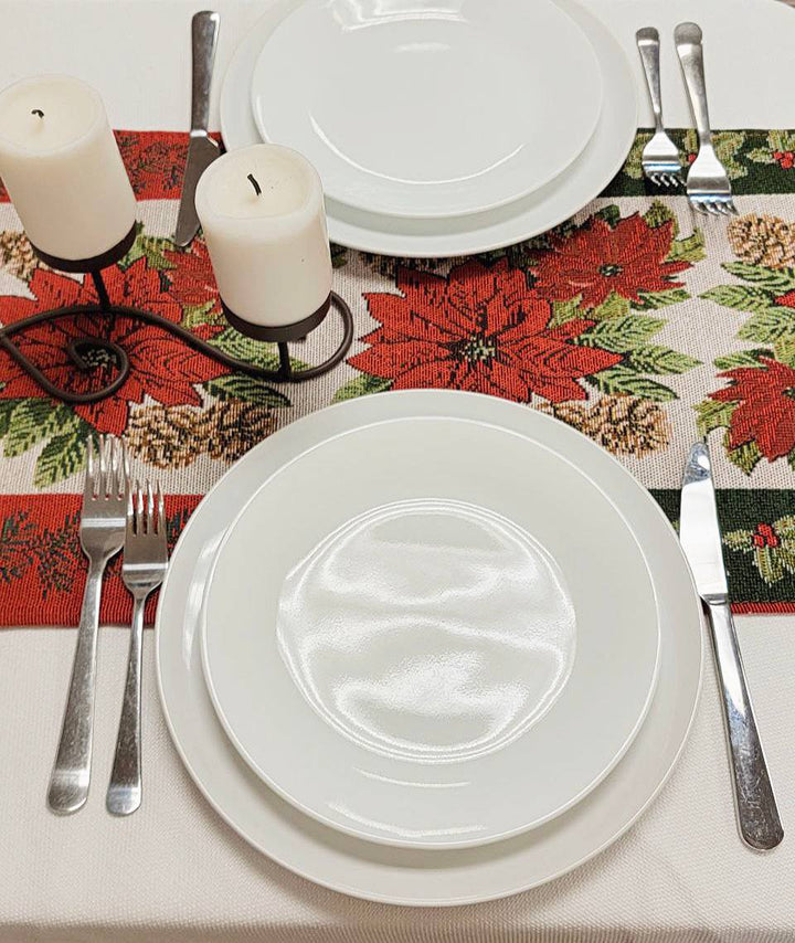 Poinsettia Christmas Table Runner F07M5-8G