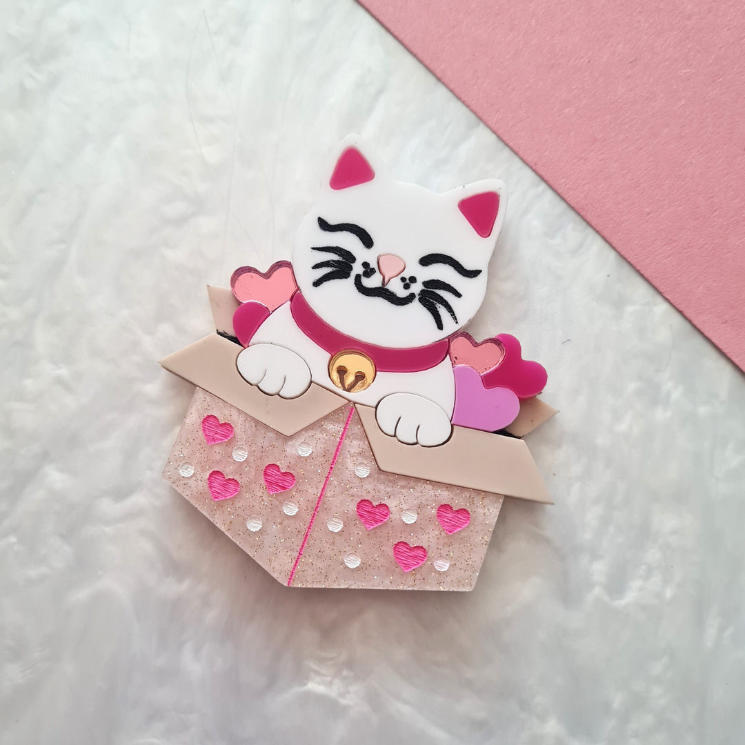 Box of Love Kitty Brooch or Necklace