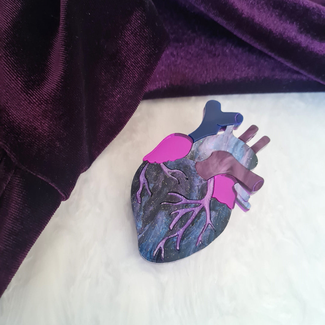 Anatomical Heart Brooch or Necklace – Cosmic Purple