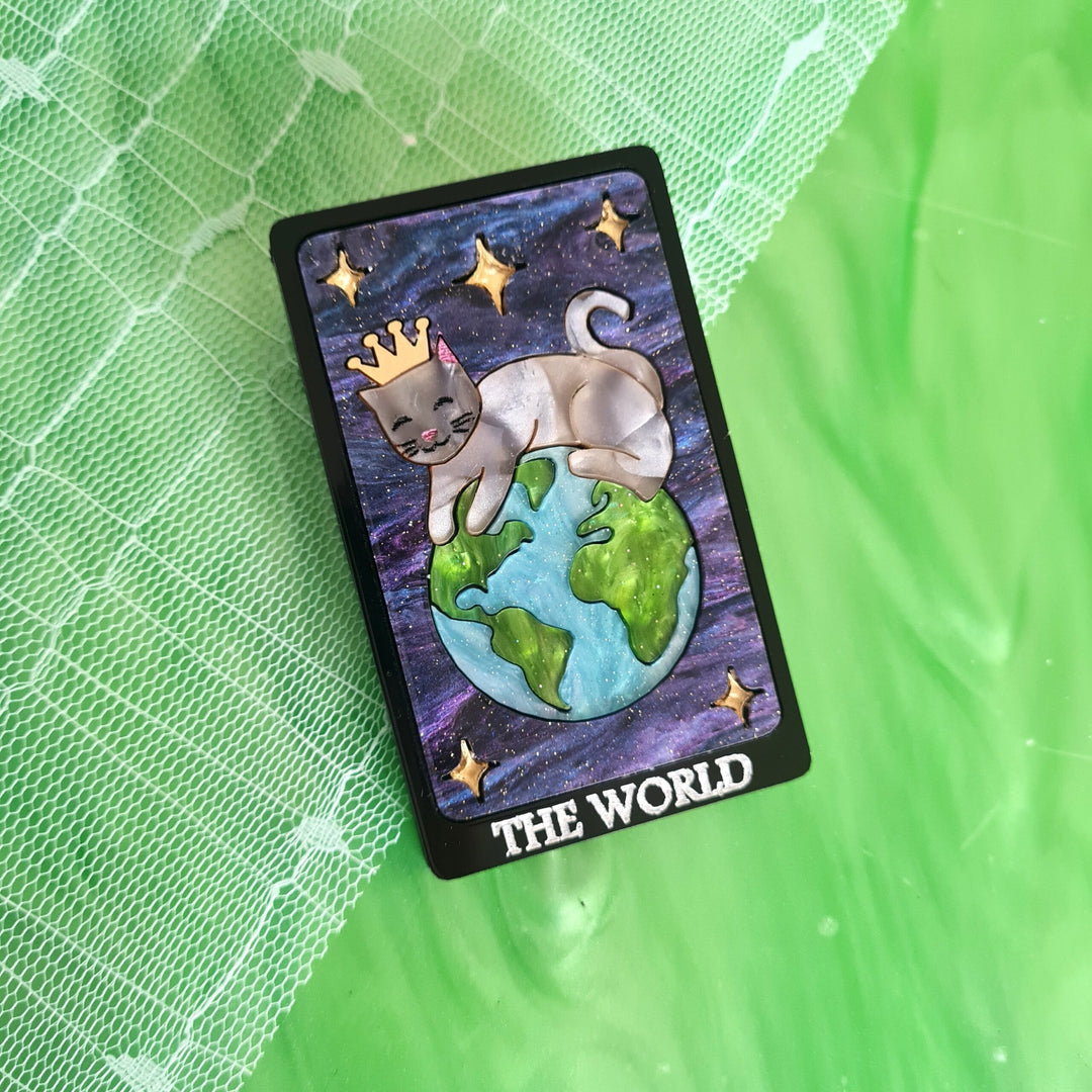 The World Cat Tarot Card Brooch or Necklace