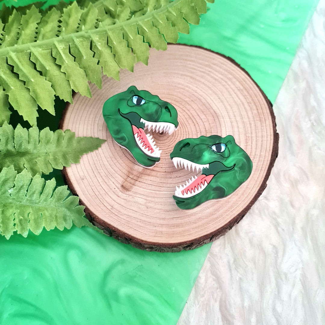 T Rex Dinosaur Hair Clip Brooch Set
