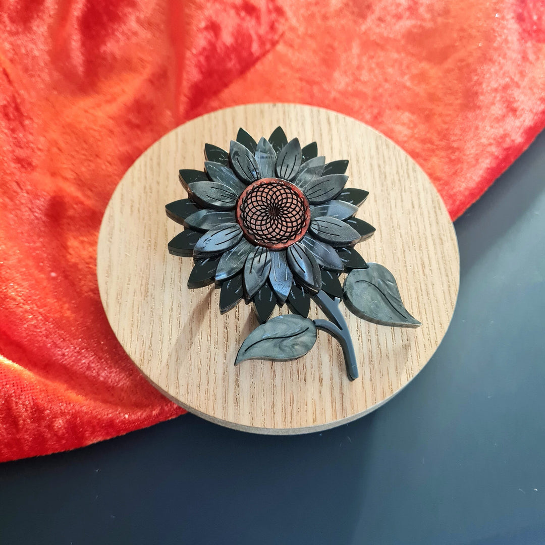 Black Sunflower Brooch