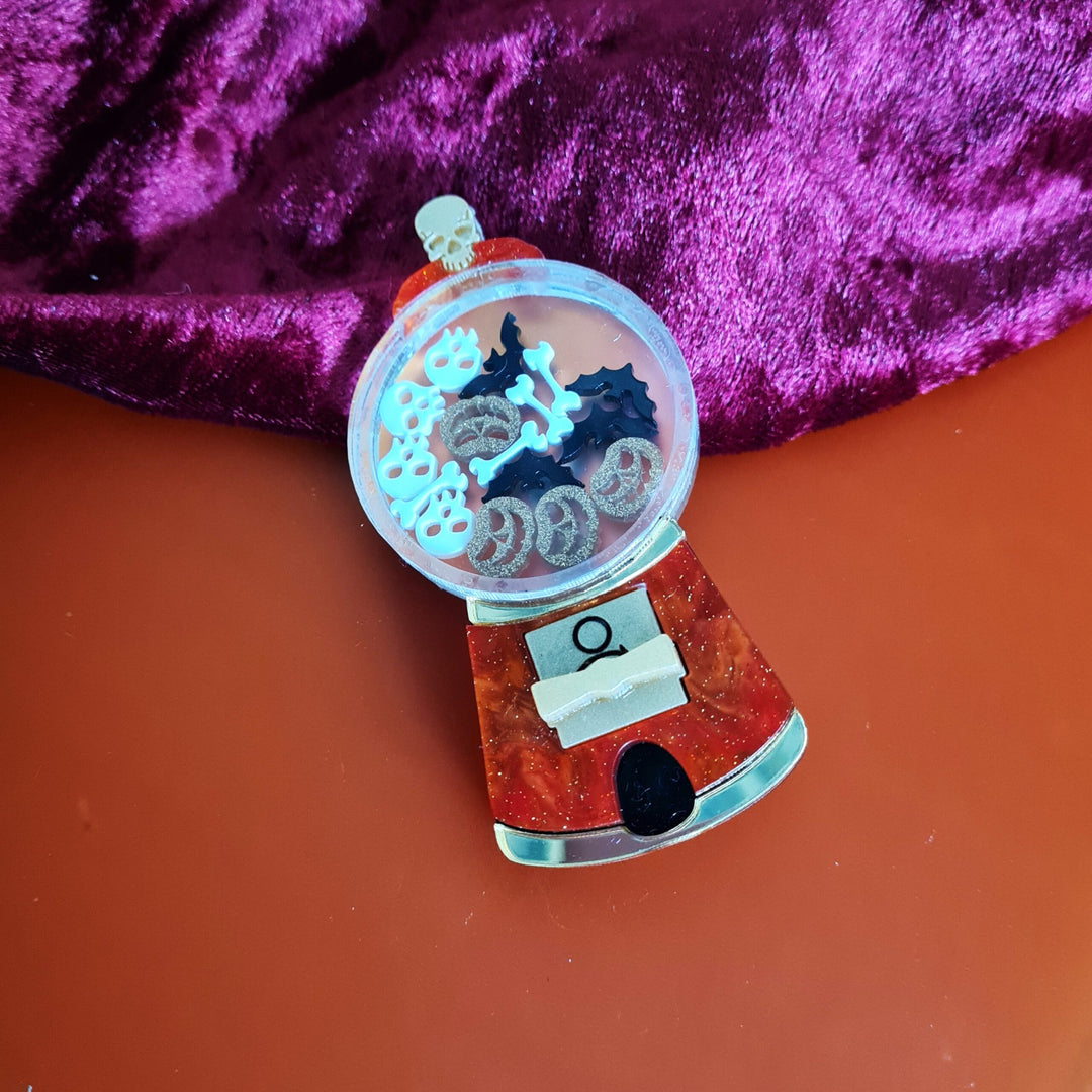 Spooky Sweet Gumball Machine Brooch or Necklace