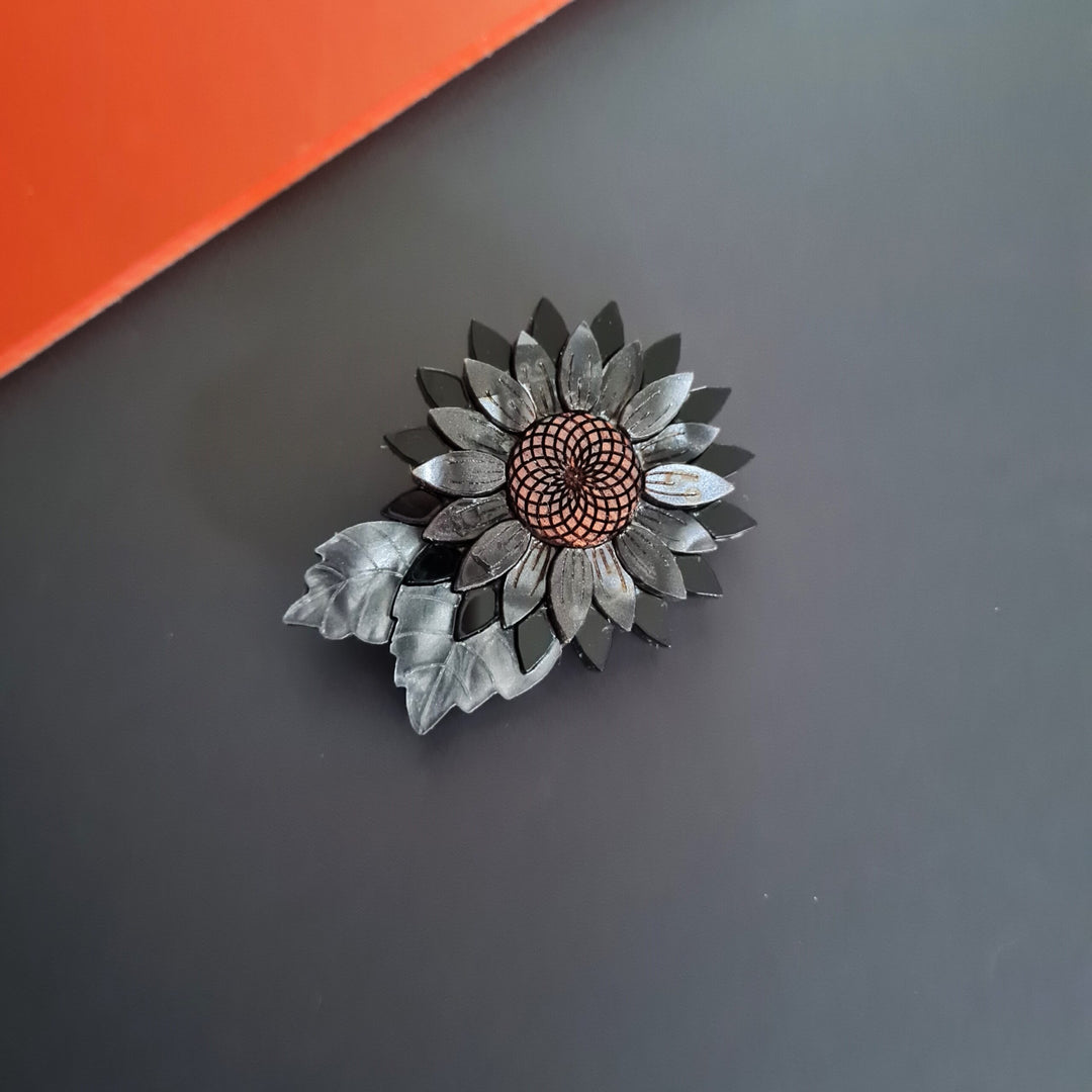 Black Sunflower Pin Brooch