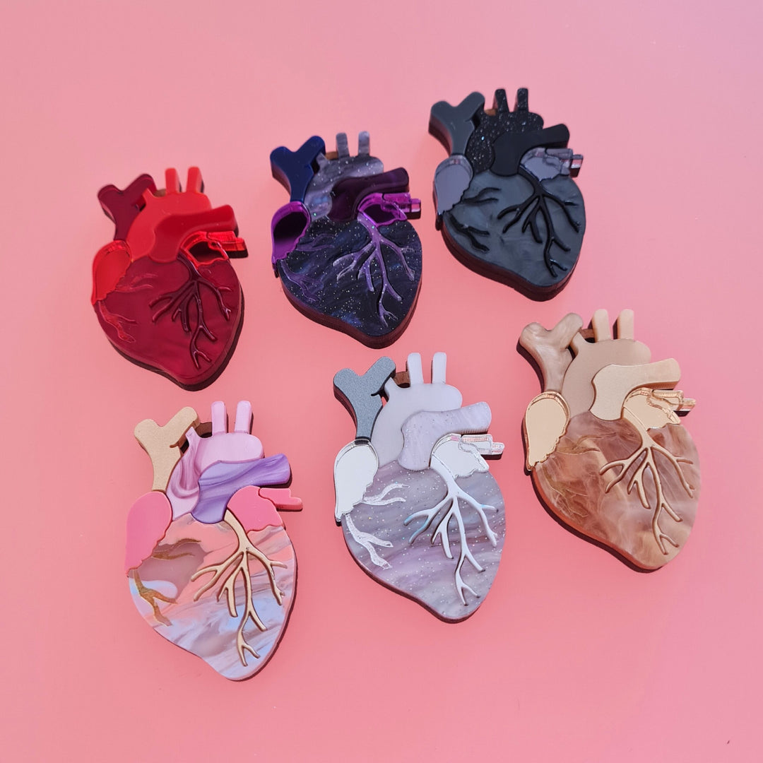 Anatomical Heart Mini Brooch or Pendant