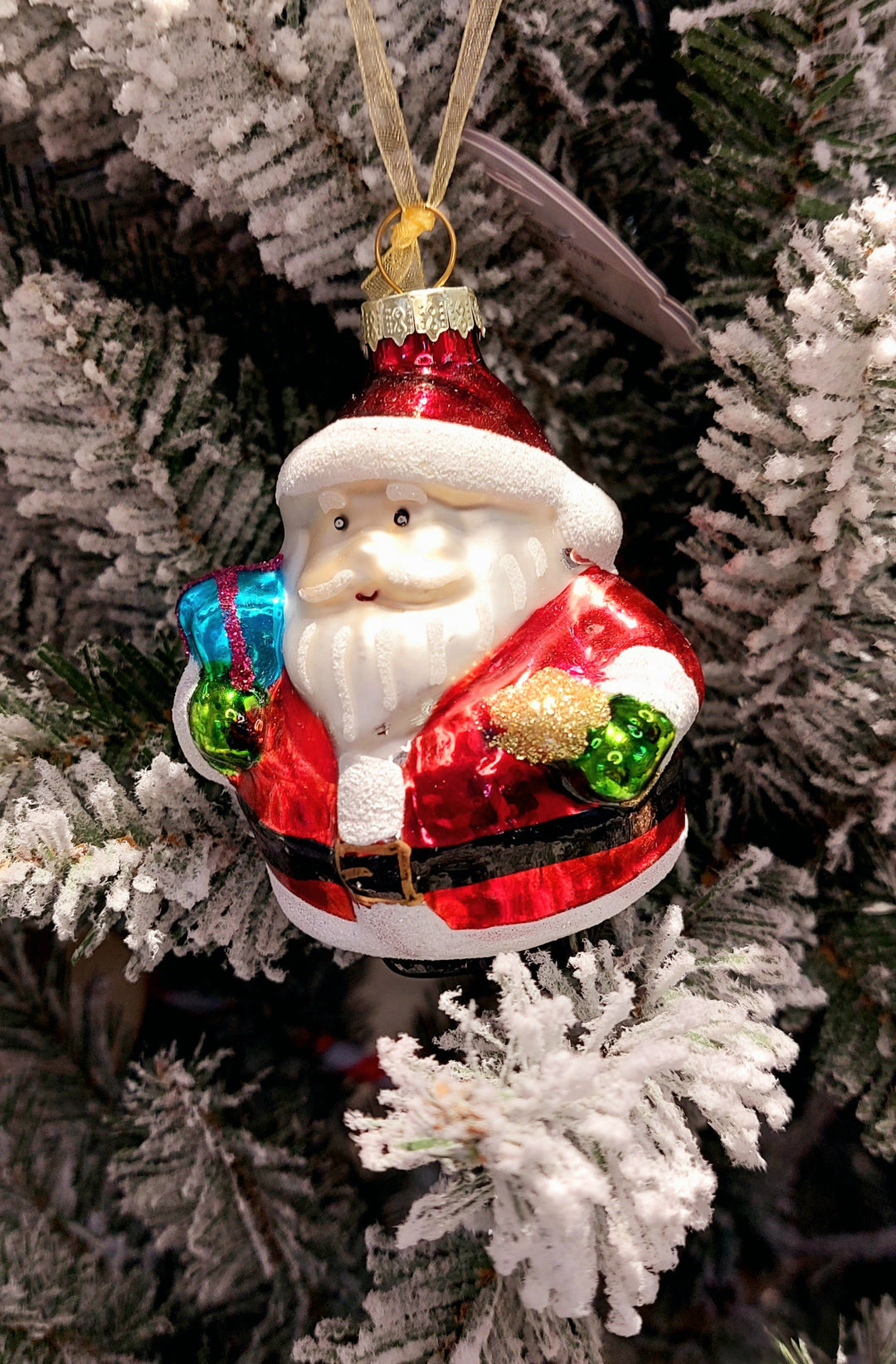 Santa with Gifts Christmas Glass Ornament by Wizardi F07M3-39 HB-SY25736
