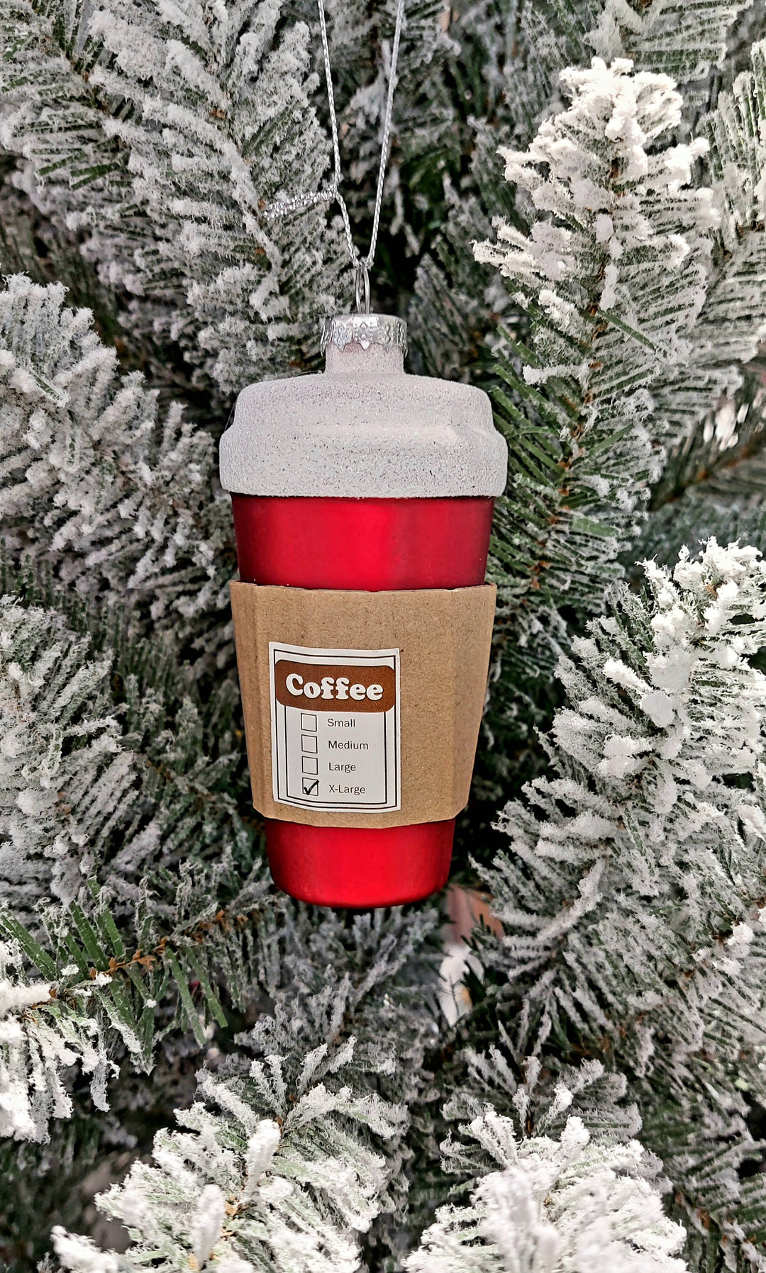 Coffee Cup Christmas Glass Ornament by Wizardi F07M3-5 HB-SY25136