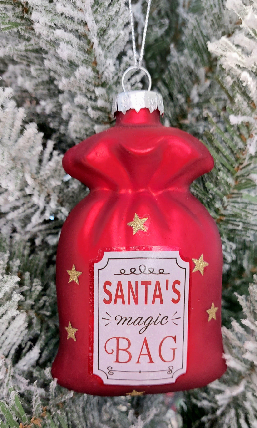 Santa's Bag Christmas Glass Ornament by Wizardi F07M3-51 HB-SY25023