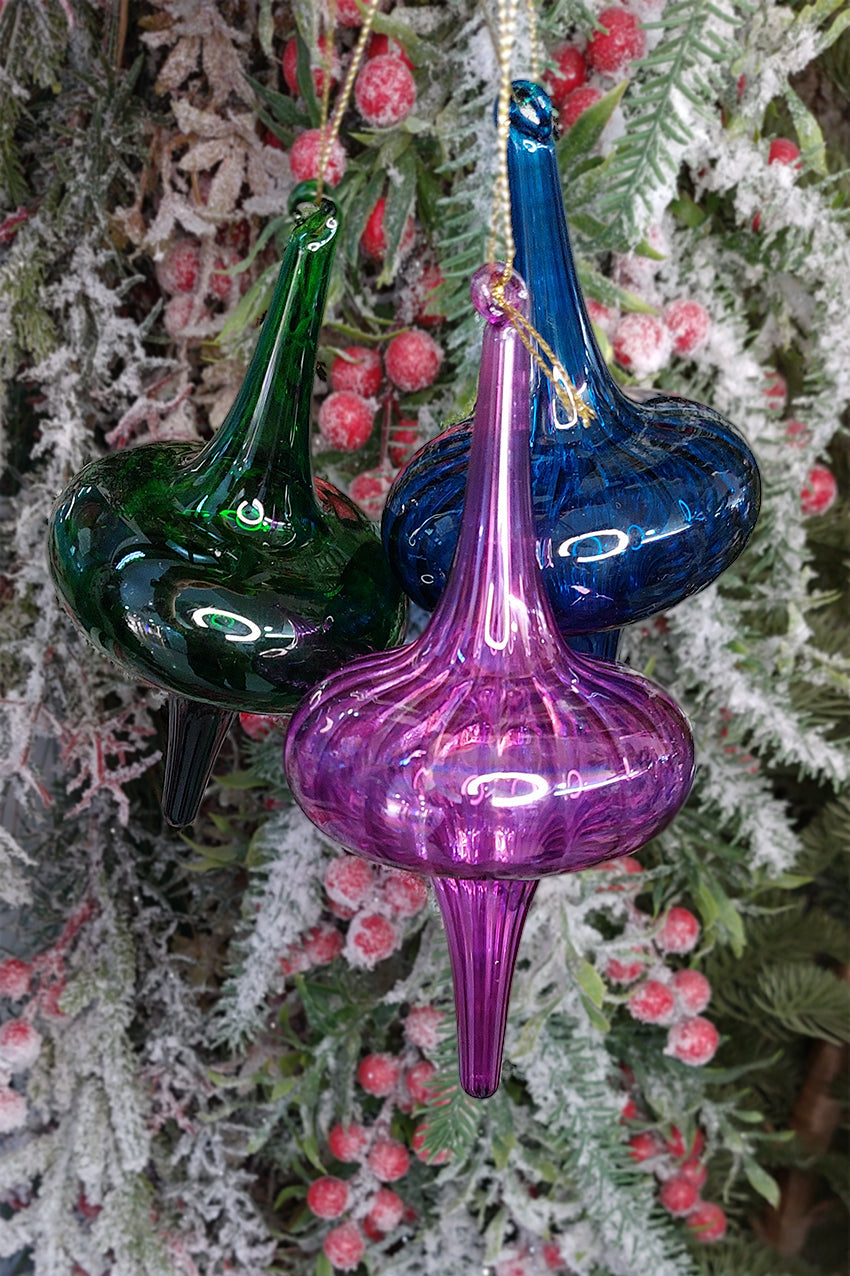 Purple Spire Christmas Glass Ornament by Wizardi F07M10-13