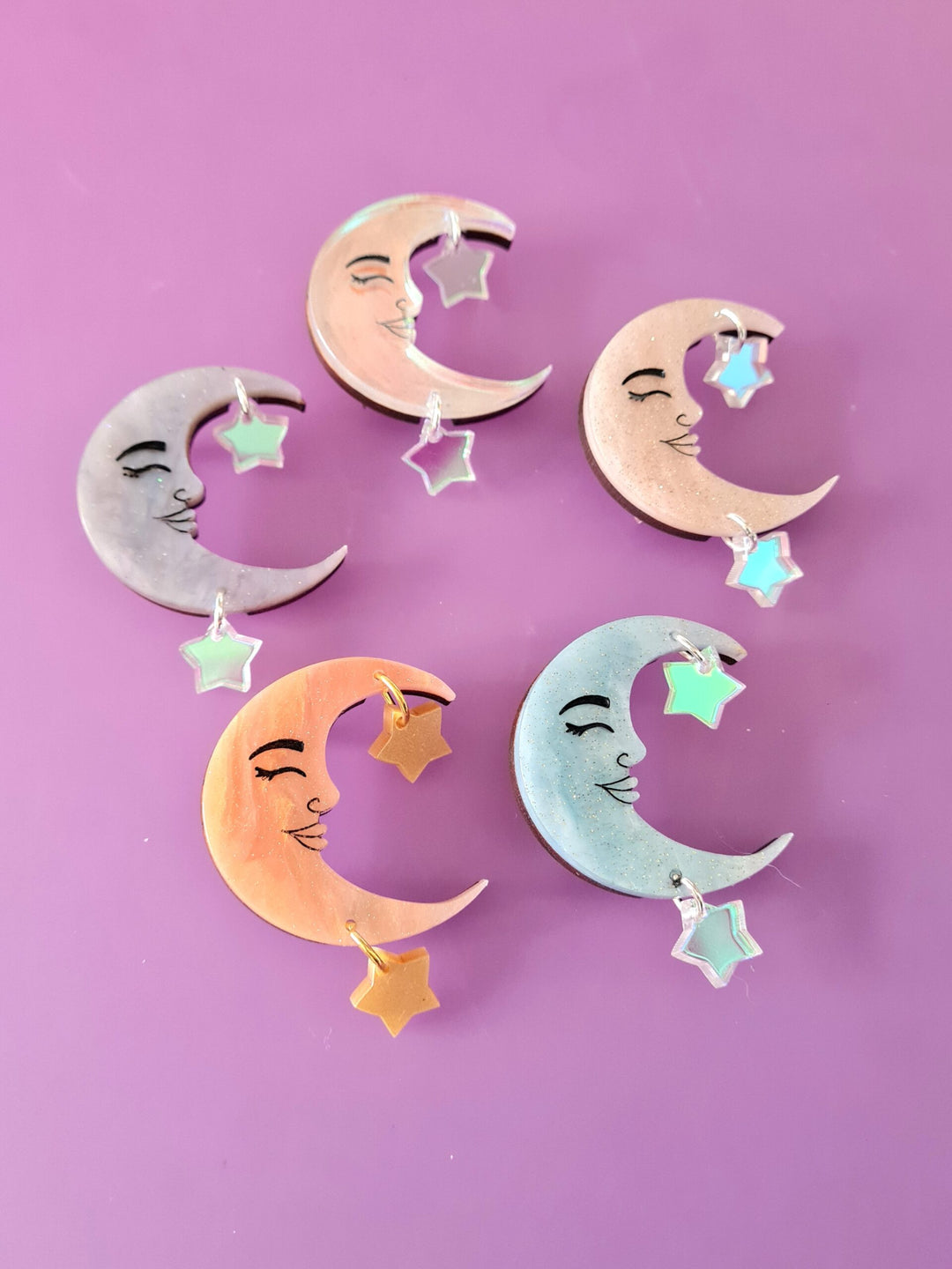 Moon and Stars Pin or Pendant