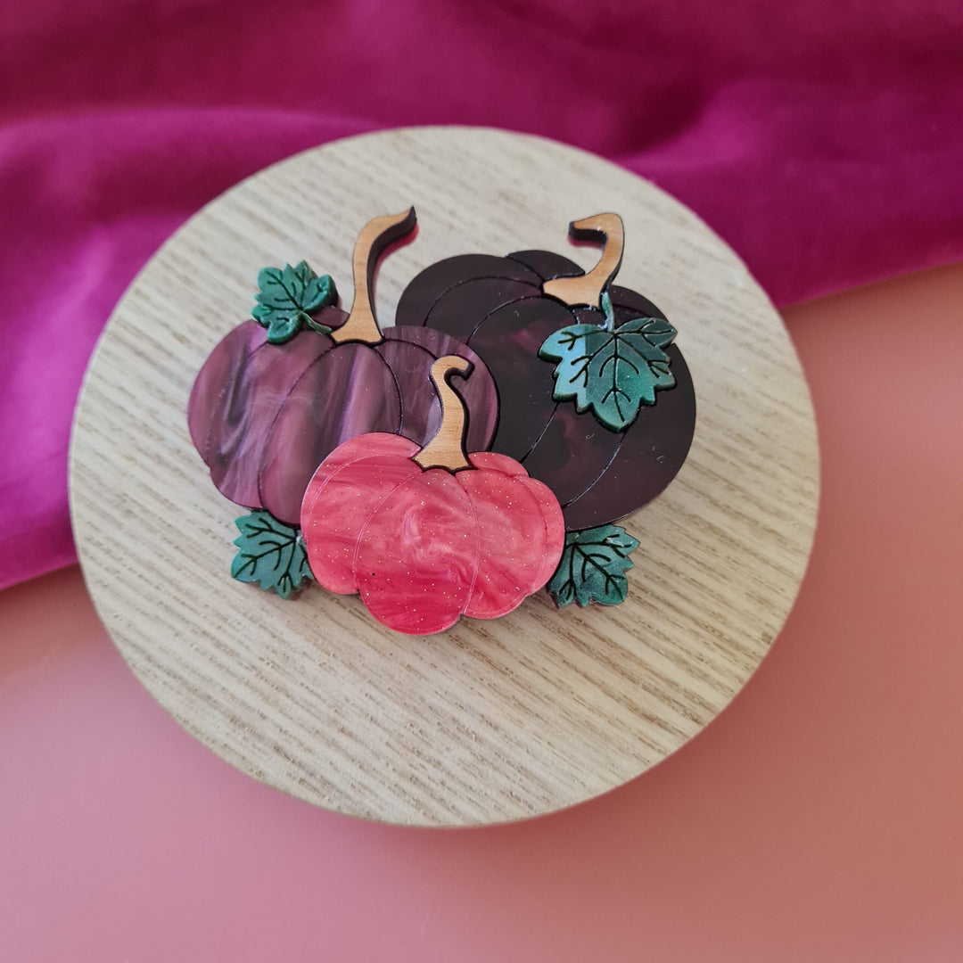 Pumpkin Patch Trio Brooch or Necklace