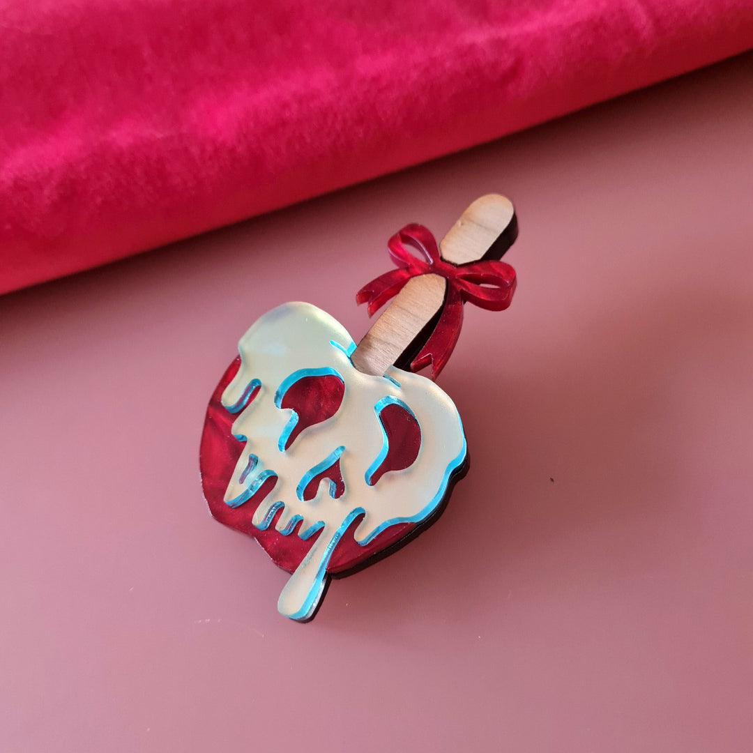 Gothic Skull Candy Apple Brooch