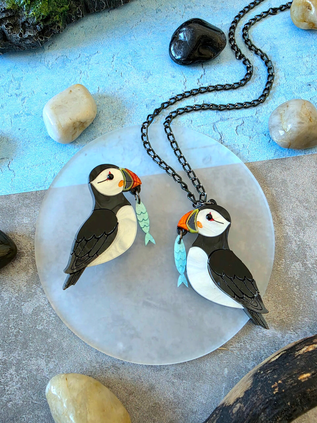 Puffin Coastal Bird Pin Brooch or Pendant