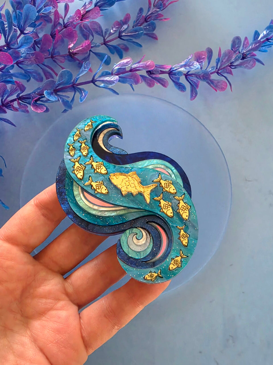 Swimming Against the Current Shoal of Fish Brooch or Necklace