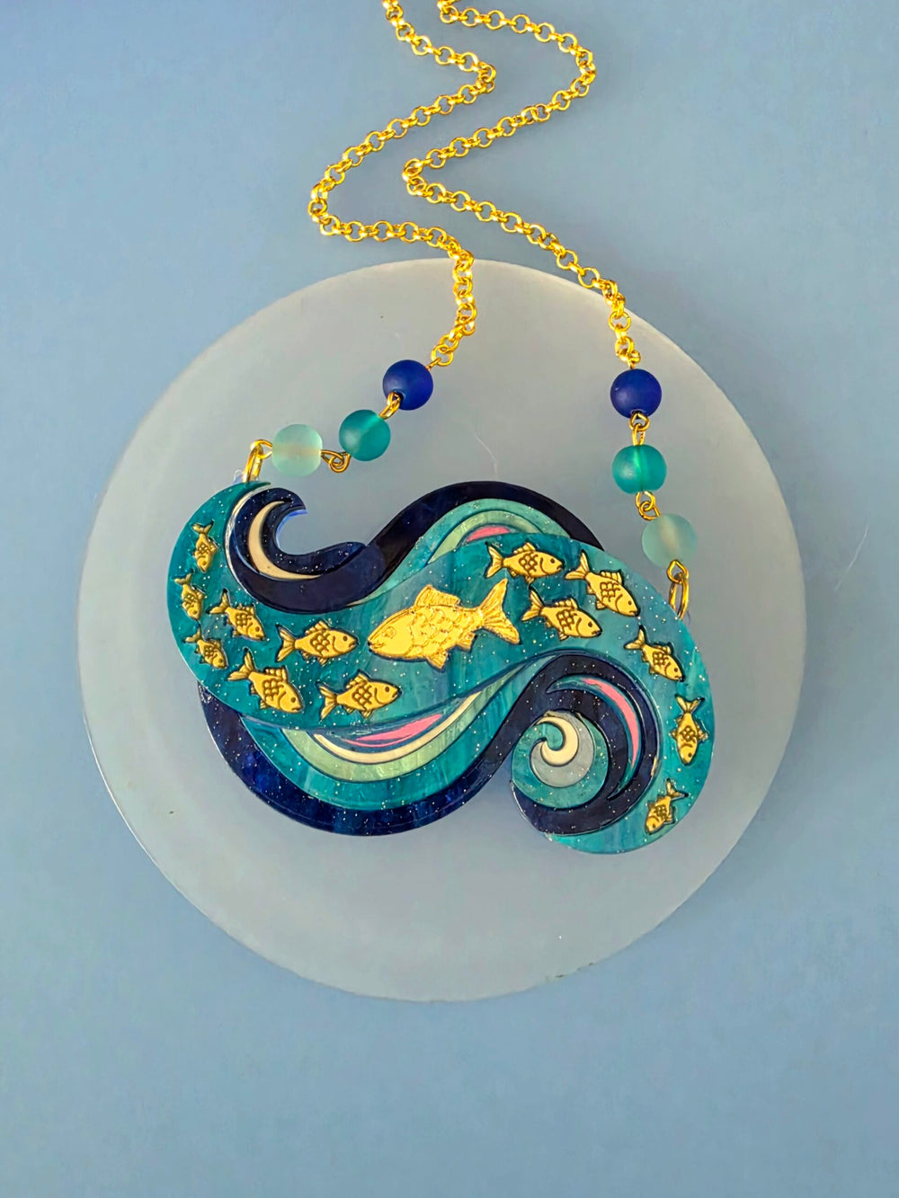 Swimming Against the Current Shoal of Fish Brooch or Necklace