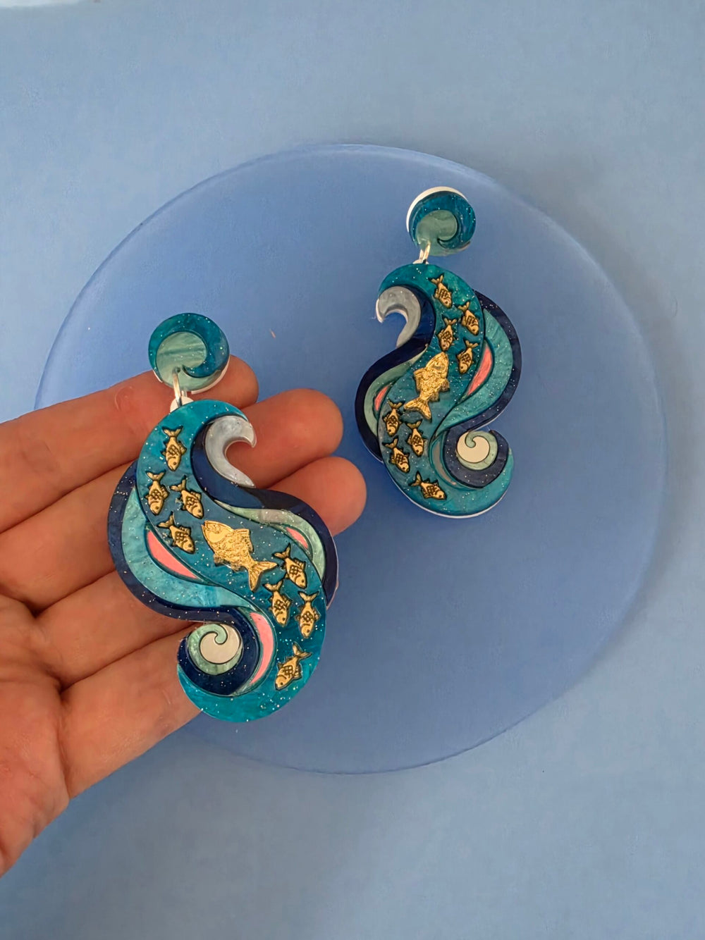 Swimming Against the Current Shoal of Fish Earrings