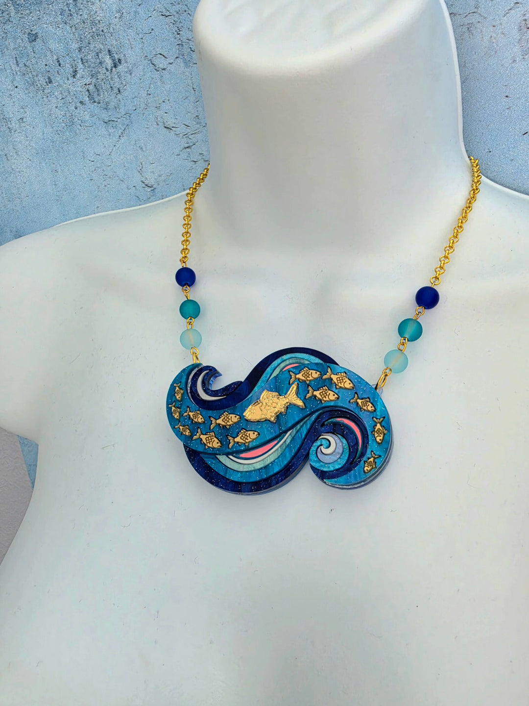 Swimming Against the Current Shoal of Fish Brooch or Necklace