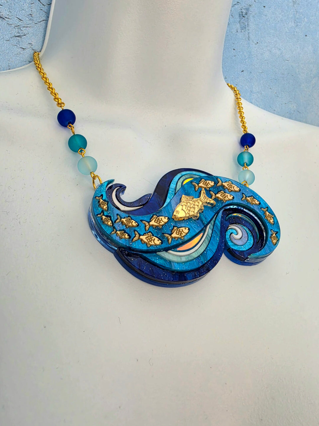 Swimming Against the Current Shoal of Fish Brooch or Necklace
