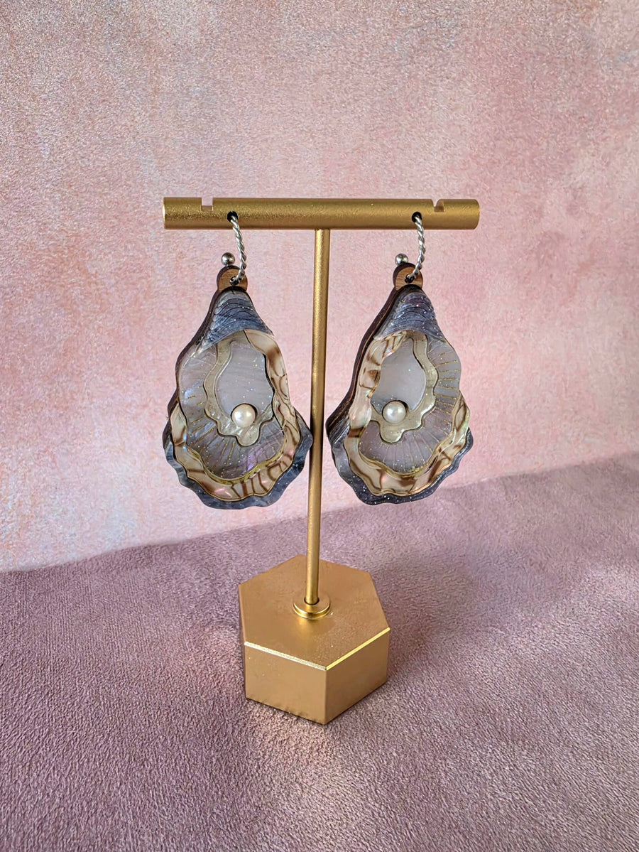 Oyster Shell Pearl Ocean Statement Earrings