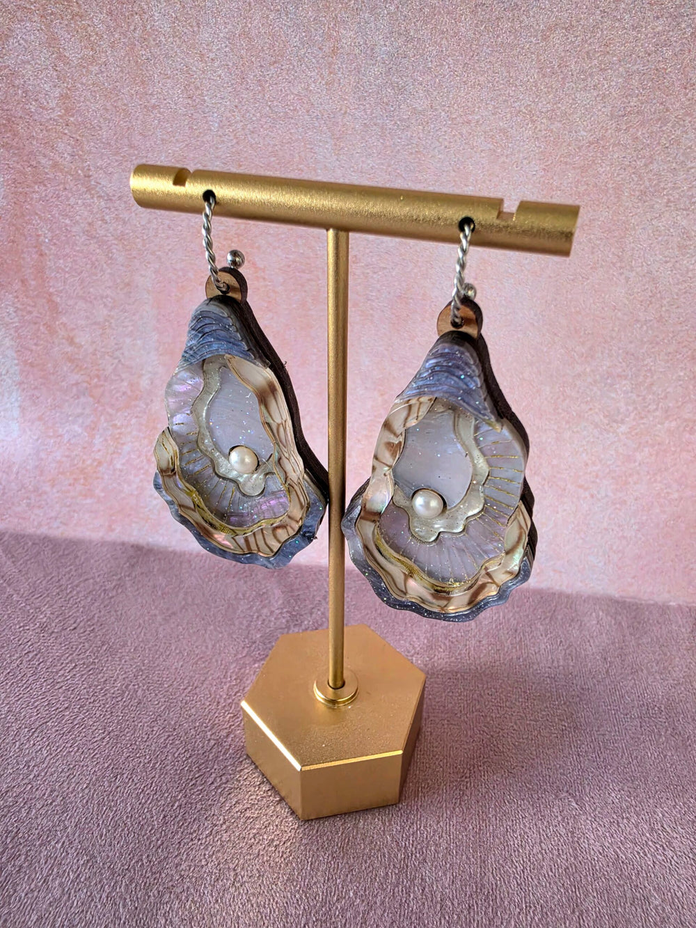 Oyster Shell Pearl Ocean Statement Earrings