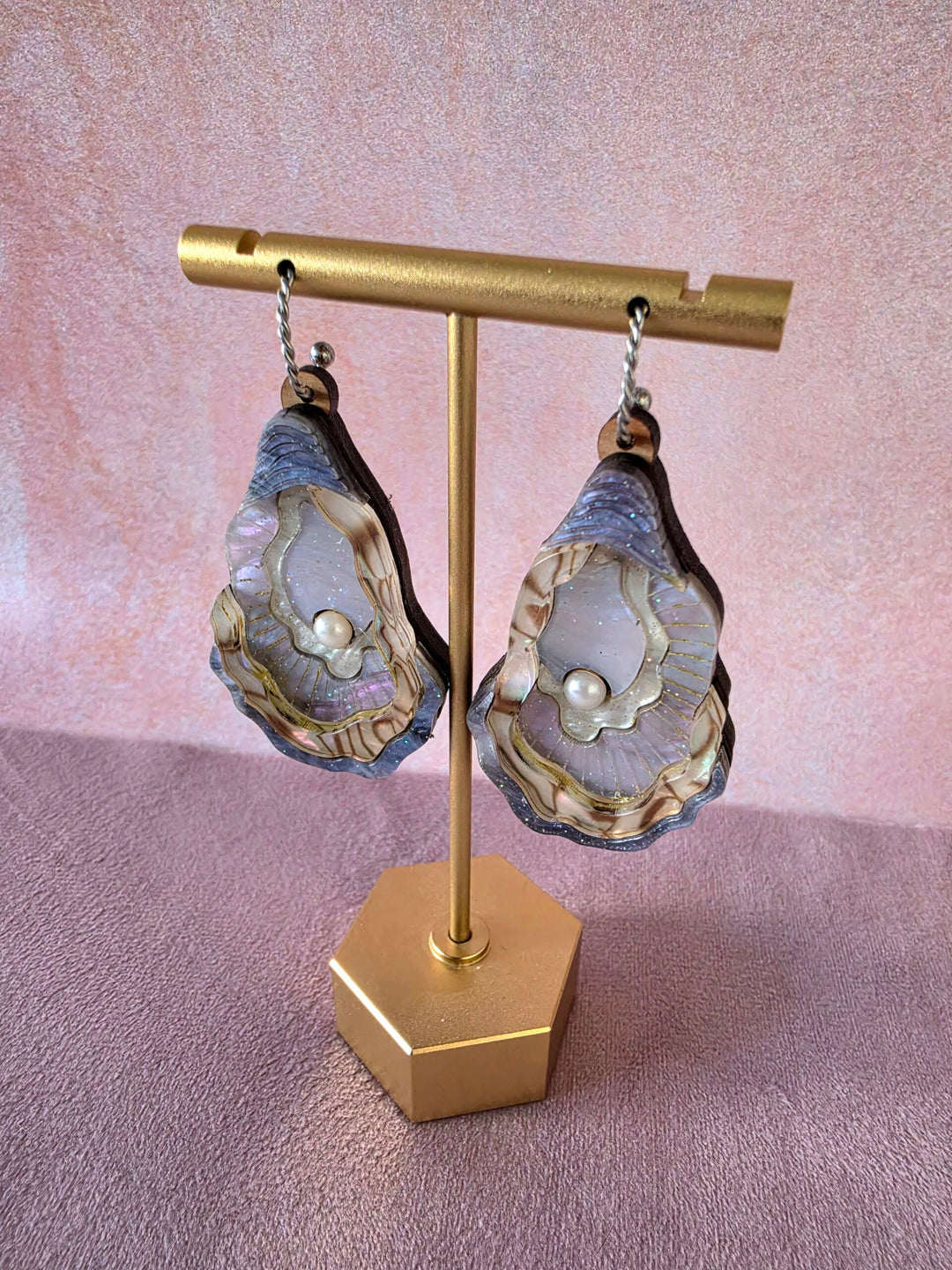 Oyster Shell Pearl Ocean Statement Earrings