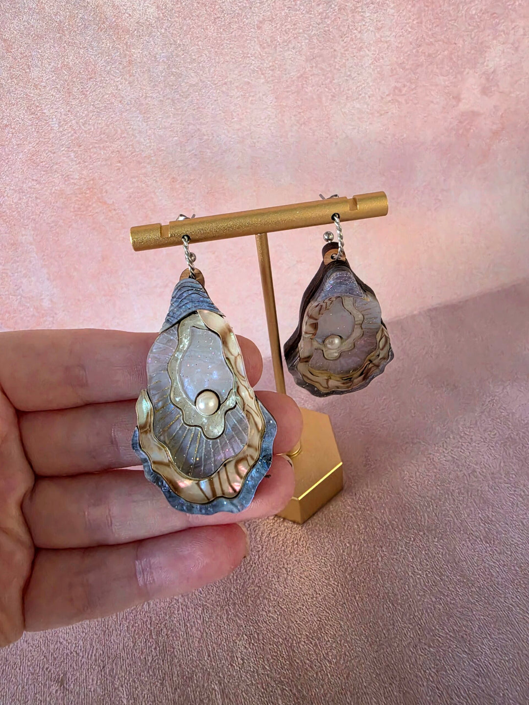 Oyster Shell Pearl Ocean Statement Earrings