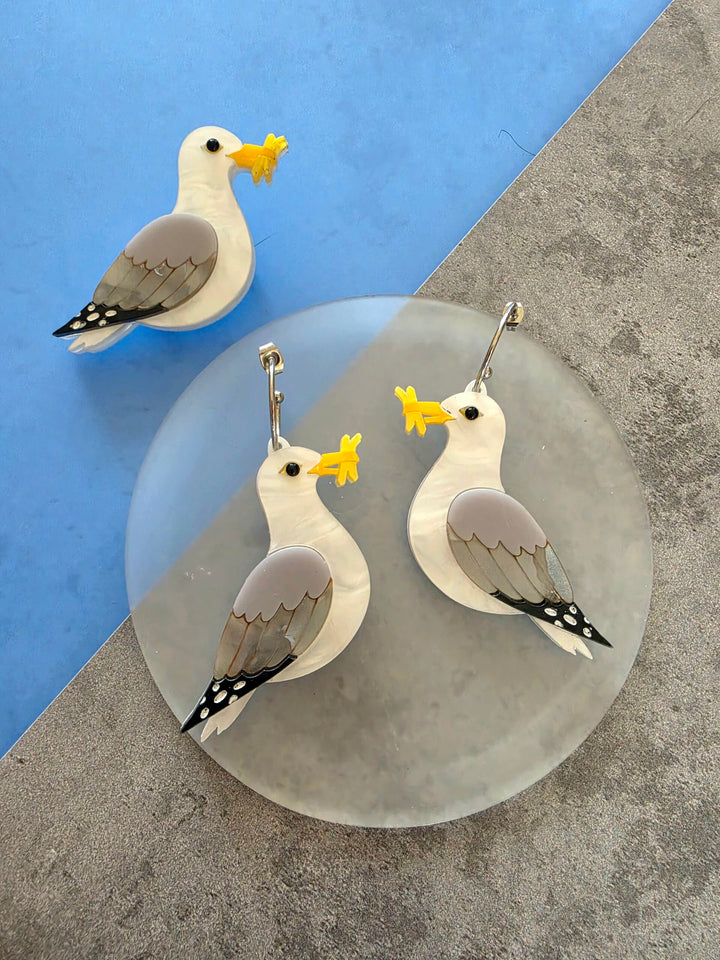 Seagull Herring Gull Chip Thief Hoop Earrings