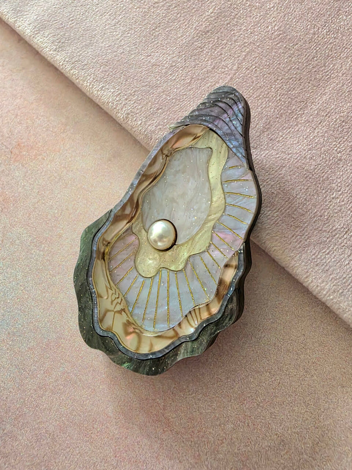 Oyster Shell Pearl Ocean Statement Brooch or Pendant