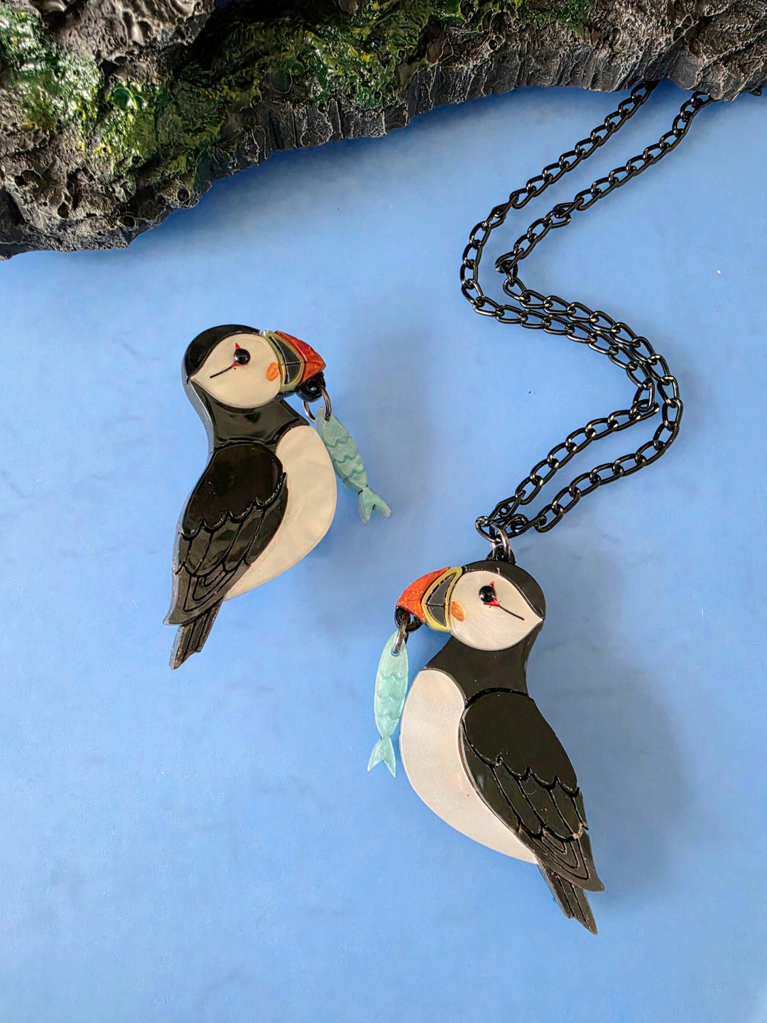 Puffin Coastal Bird Pin Brooch or Pendant