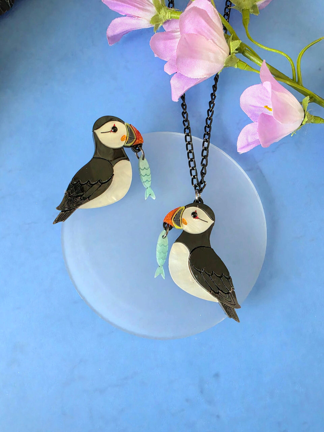Puffin Coastal Bird Pin Brooch or Pendant