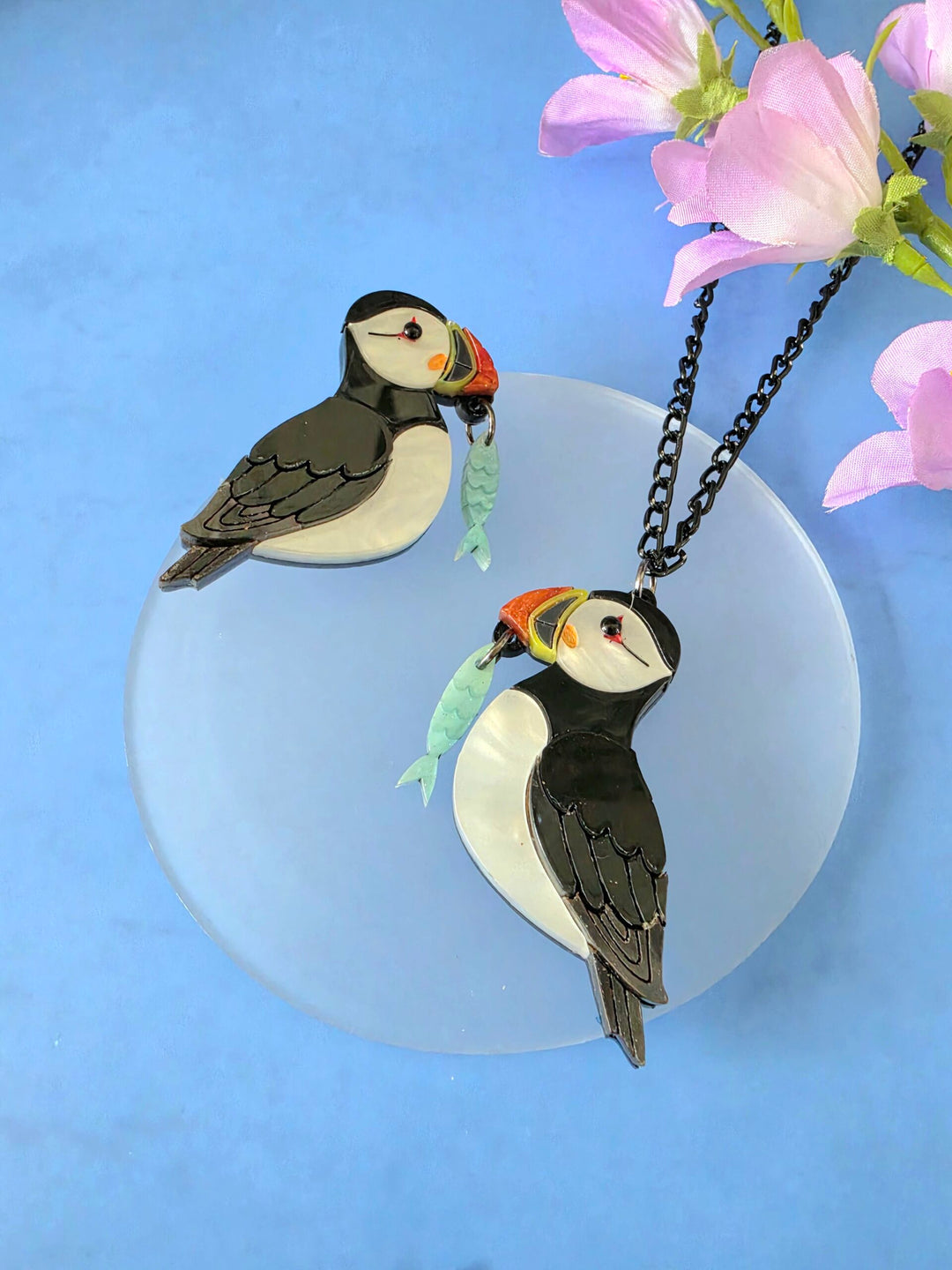 Puffin Coastal Bird Pin Brooch or Pendant