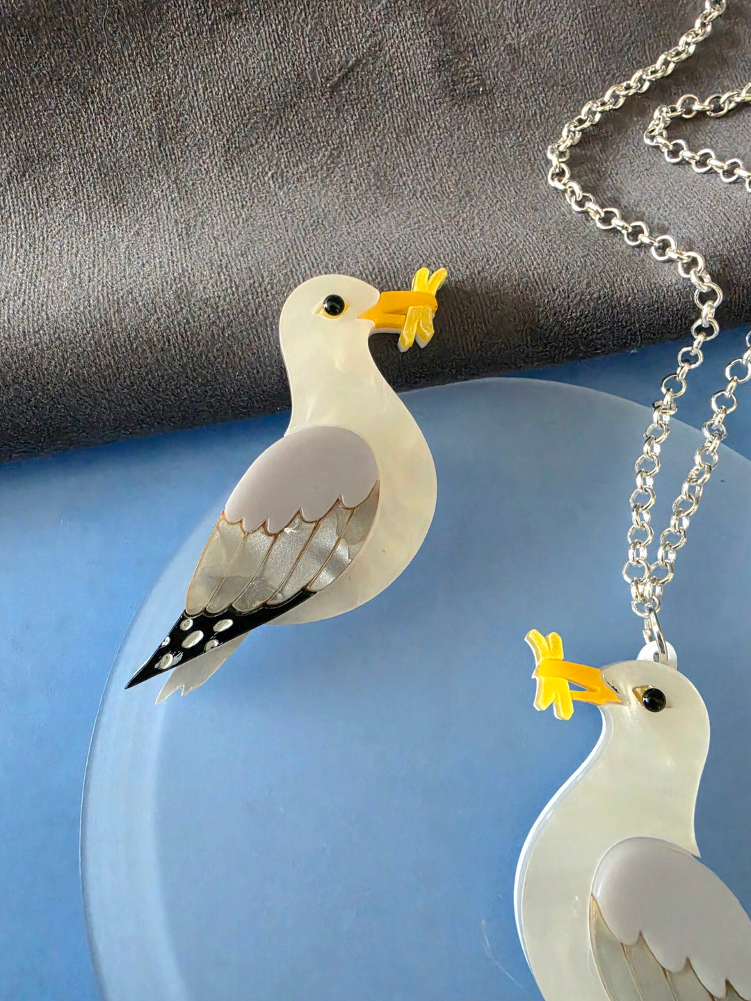 Seagull Herring Gull Chip Thief Bird Brooch or Pendant