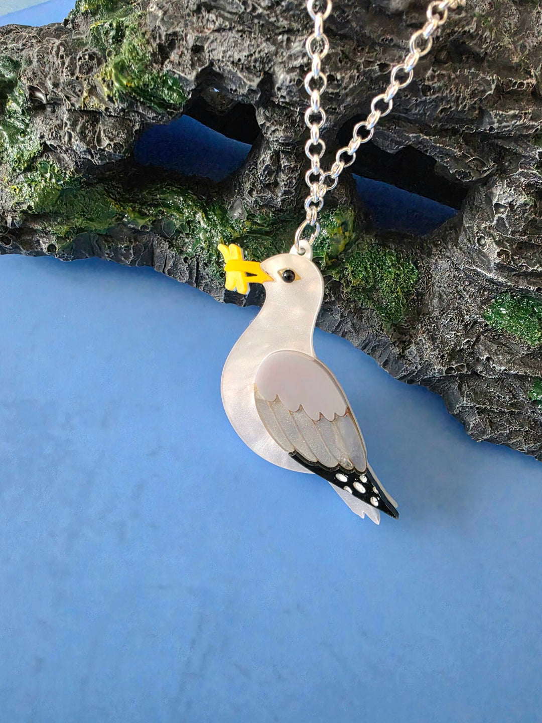 Seagull Herring Gull Chip Thief Bird Brooch or Pendant
