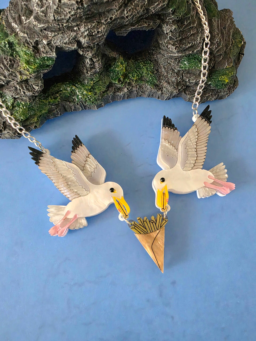 Statement Seagull Herring Gull Chip Thief Charm Necklace