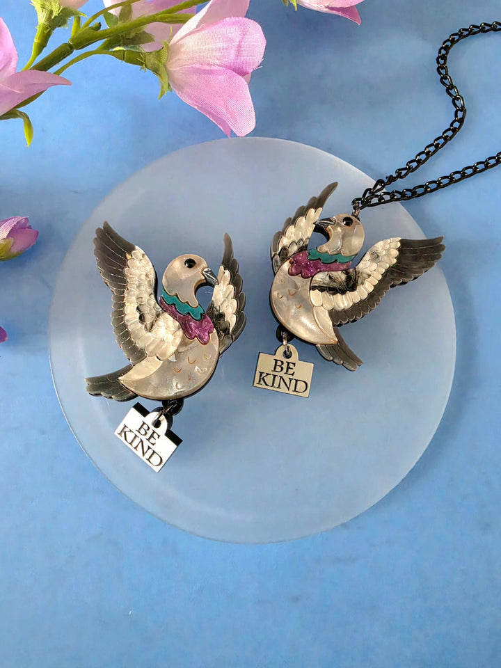 Flying Pigeon Bird Acrylic Brooch Pin or Pendant