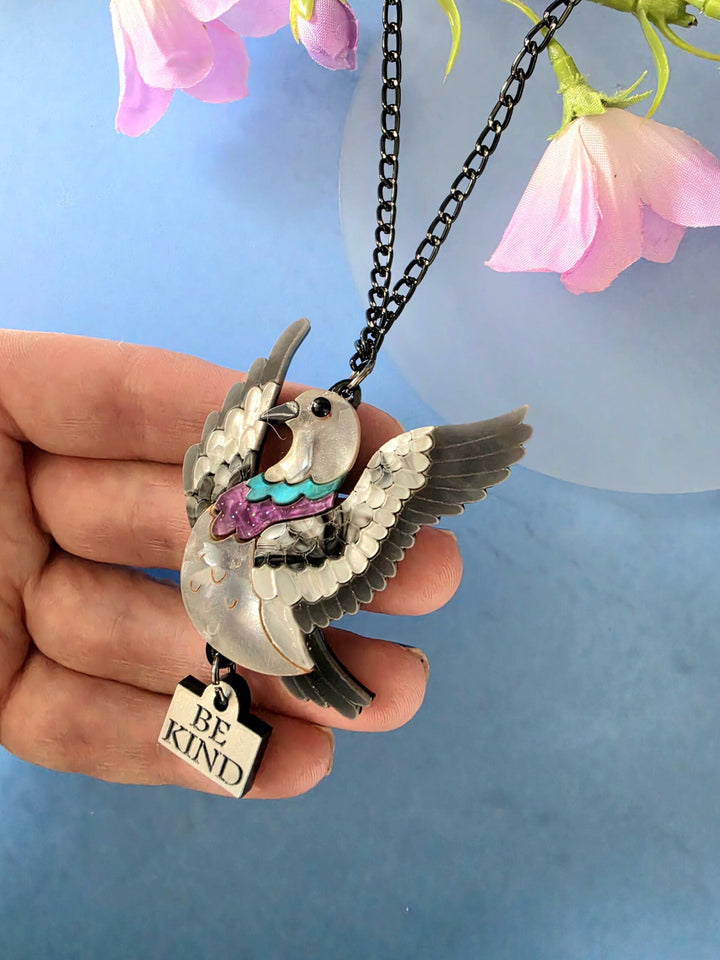 Flying Pigeon Bird Acrylic Brooch Pin or Pendant