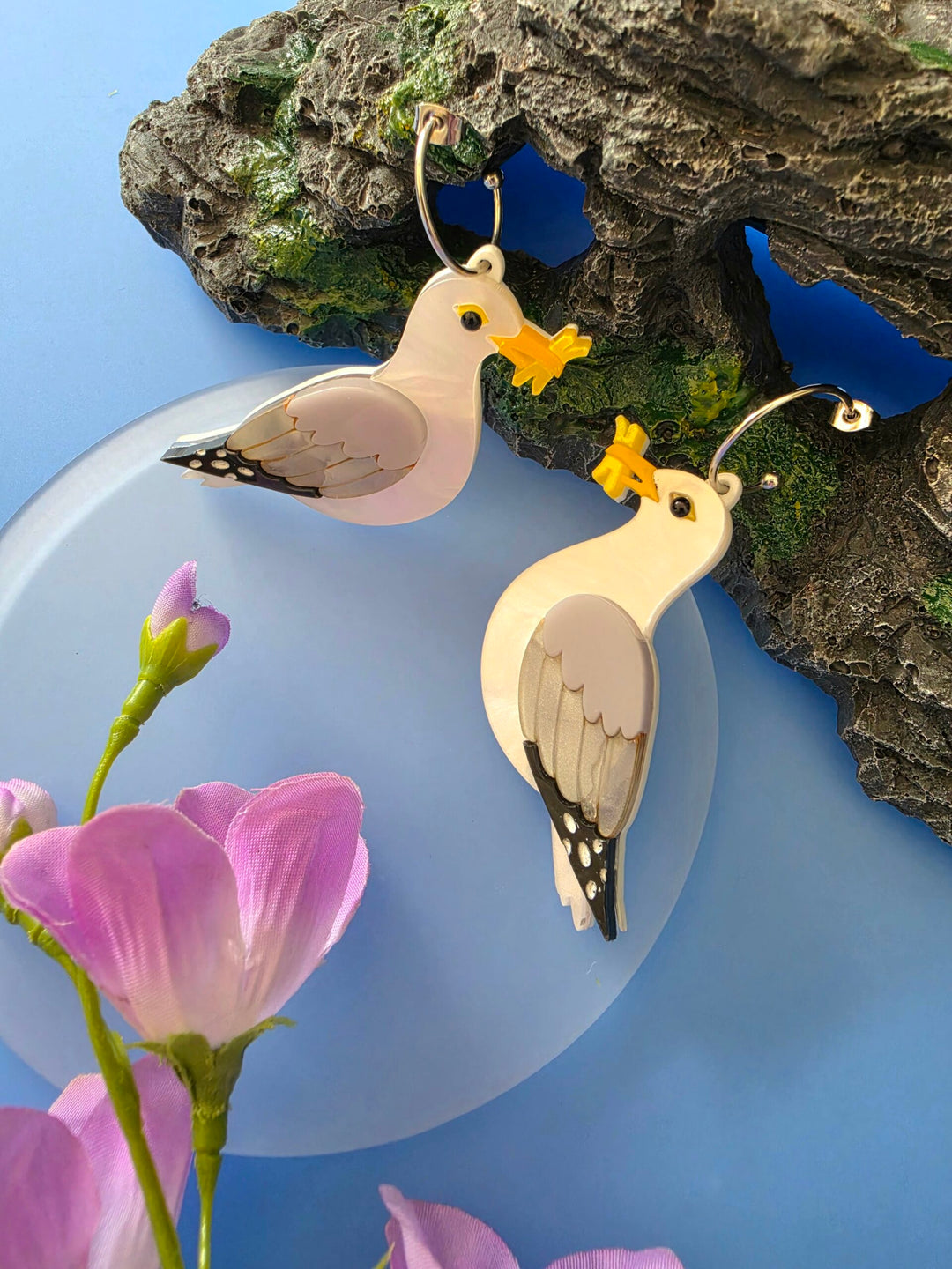 Seagull Herring Gull Chip Thief Hoop Earrings